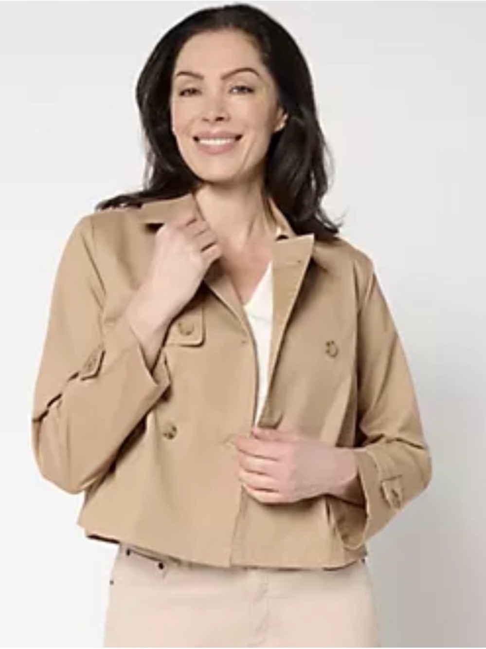 Lightweight Tan Cropped Trench Jacket